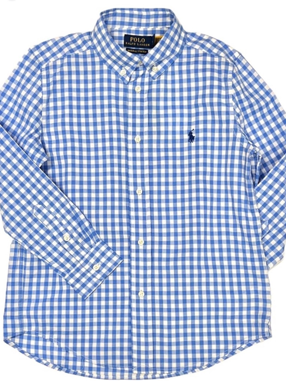 POLO RALPH LAUREN Boys Button Down Check Long Sleeve Poplin Shirt Size 4T